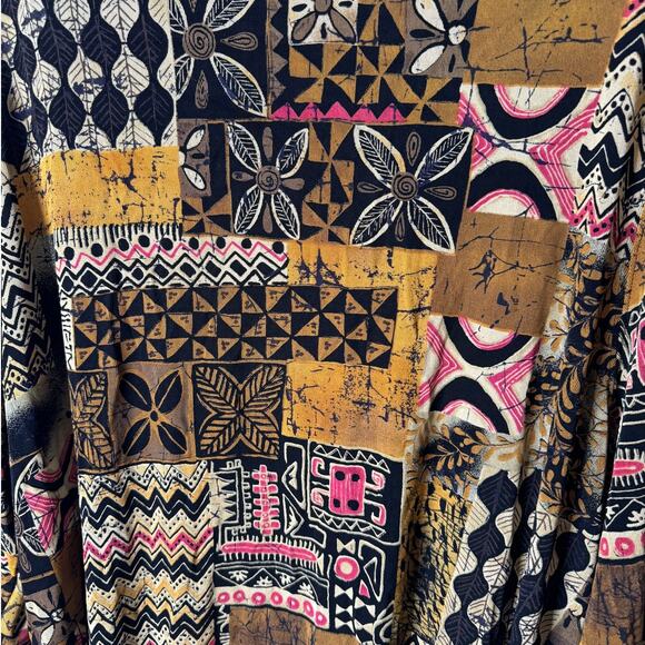 Vikki Vi Plus 2X Brown Multi Patchwork Open-front Collared Jacket - Picture 9 of 11